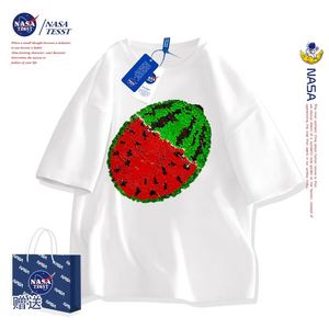 NASA联名亲子童装亮片纯棉短袖男童t恤夏季变色西瓜中小童上衣潮