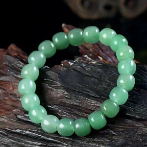 东陵玉手串玉石桶珠手链女玉绿色老型珠翡翠色天然玉手链复古珠串