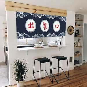 门帘半帘棉麻布艺隔断防油烟风水半截挂帘厨房出菜口门帘97人付款25