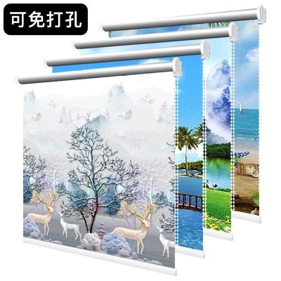 好看个性窗户卷帘商铺升降窗帘手拉防水百叶遮阳布遮挡房间背景布