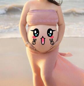 道具孕妇照肚皮贴怀孕期腹部拍照纪念服饰肚脐贴装饰创意搞笑温馨