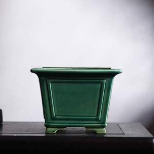 白瓷花盆宜兴紫砂手工流釉盆正方形白泥景德镇青瓷盆景盆