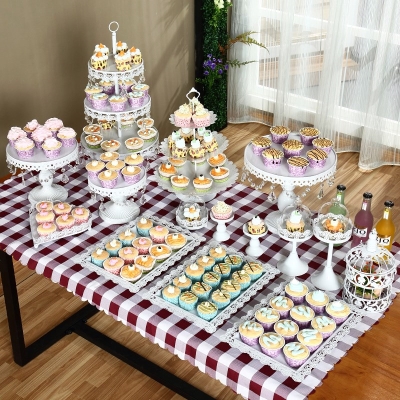 西点冷餐摆台装饰生日摆盘茶歇欧式婚礼聚会蛋糕盘盘子道具甜品台