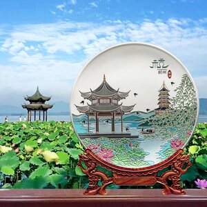杭州西湖旅游特色纪念品原创设计工艺礼品雕刻手绘摆件可印字定制