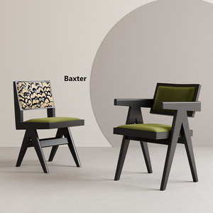 北欧实木餐椅家用小户型设计师昌迪加尔椅子现代中古风靠背休闲椅