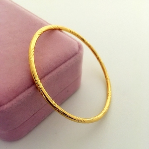 周大福星24k越南沙金999黄金手镯女三圈久不掉色实心闭口手环首饰