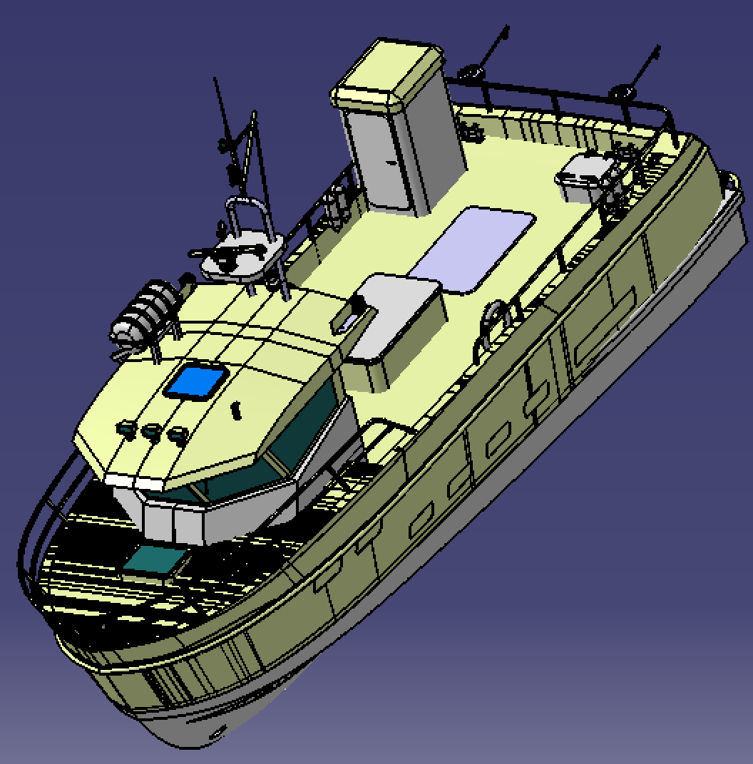 13米渔船垂钓鱼船舶快艇轮船曲面3d三维几何数模型捕鱼船身货船