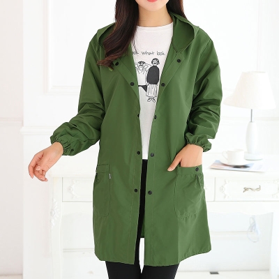 罩衣女大人工作服防水不加绒长款防尘薄款夏季雪纺夏季护衣家用夏