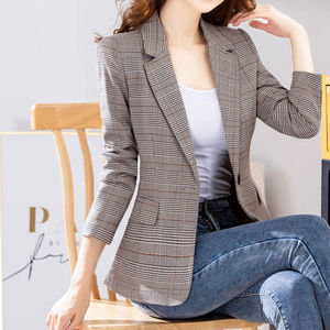 ins格子小西装外套女复古韩国港英伦风西服2021新款潮网红休闲酷