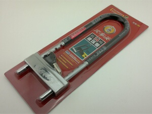 22正星可伸缩r玻璃门长插锁摩托车锁大叉锁双开原子u形锁免钥匙a.