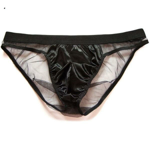 男士性感小三角裤全透明网纱男低腰囊袋诱惑t裤丁字裤骚透视内裤