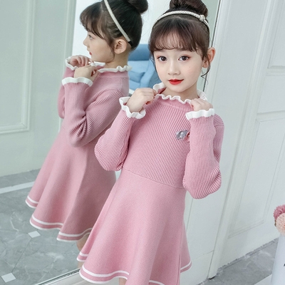 女童毛衣连衣裙4秋装5儿童装6小女孩针织打底裙子7洋气8春季12岁9