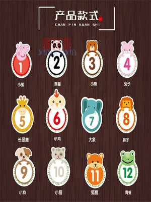 餐桌标号胸号活动桌子标识牌背胶会议耐磨识别幼儿园卡通杯子客厅