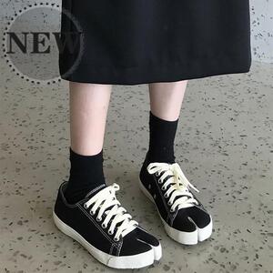 男女y凉拖鞋橘色分趾鞋帆布鞋复古平底韩国脚趾凉鞋夹趾鞋◆新