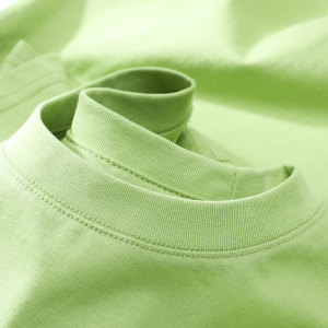 210g重磅纯棉t恤女浅绿色大码宽松牛油果绿上衣纯色丛林绿打底衫