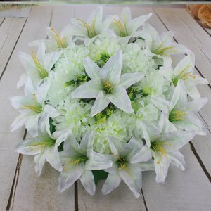 清明节手提花篮含花彩纸五纸花吊花锡箔纸扎摆件烧花圈塑料花绢花