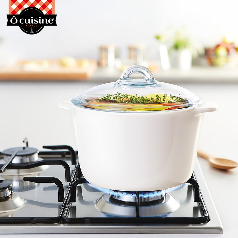 法国ocuisine微晶玻璃锅进口家用煲汤锅 玻璃锅 砂锅炖锅 汤锅