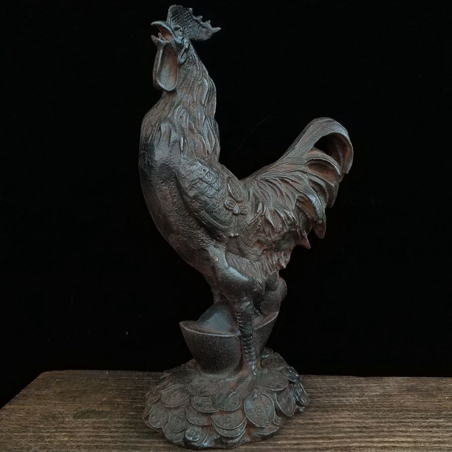 铁公鸡铸铁元宝大公鸡镇宅招财聚财守财桌面工艺品仿古铁器摆件