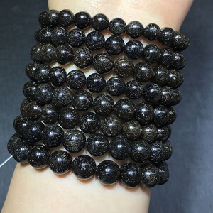 巴西天然黑铜钛晶黑超七黑发银发黑银钛手链男女手串发晶钛晶招财