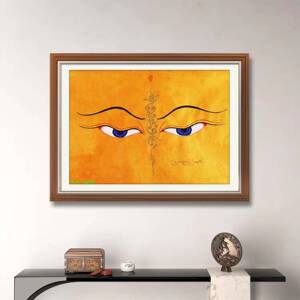 斯郎旺青西藏宣纸唐卡般若法眼矿植物颜料手绘客厅卧室人物装饰画