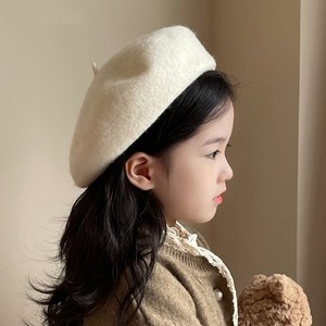 儿童贝雷帽女童秋冬款小童韩系画家帽白色南瓜帽子时尚洋派蓓蕾帽