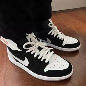 适配air jordan1 low黑白熊猫白色半圆腰果花渐变反光泼墨aj1鞋带