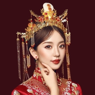 盘头和服婚纱唐装成人简单简约秀禾服头饰新娘中式新婚结婚古装凤