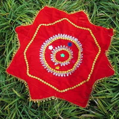 广场舞幼儿园手绢儿b童八角娟手帕手卷大红民族花舞蹈跳舞巾大号l