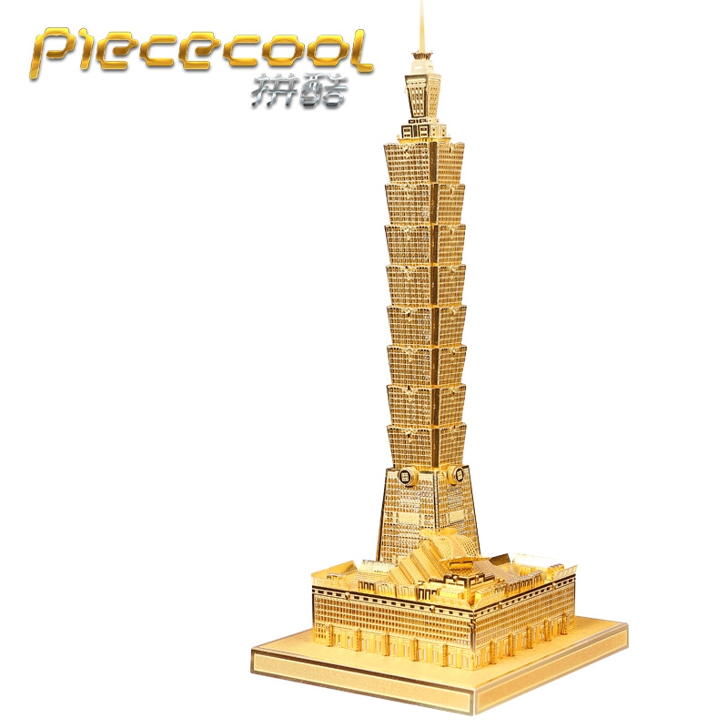 现货立体建筑模型金属3d礼品拼装大厦101金色纳米包邮台北拼图diy