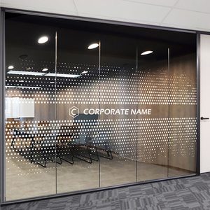 公司会议办公室玻璃贴膜玻璃门圆点渐变静电透明磨砂贴纸定制logo