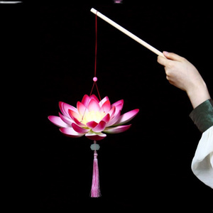 中秋节汉服手提荷花灯写真新年发x光电池古典舞诗意传统灯笼灯装