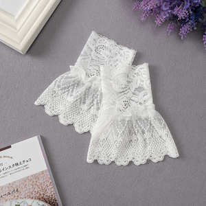 女士百搭毛衣女蕾丝花边假袖口卫衣内搭假袖子袖套装饰白色衬衫袖