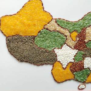 贴画活动幼儿园益智儿童五谷杂粮diy手工材料包趣味亲子中国地图