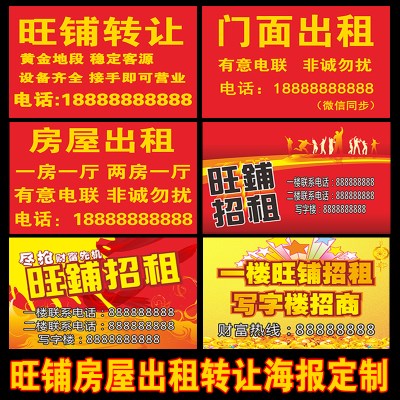 旺e铺转让招租广告图pp胶自粘墙贴纸店面档口出租户外防水海报定
