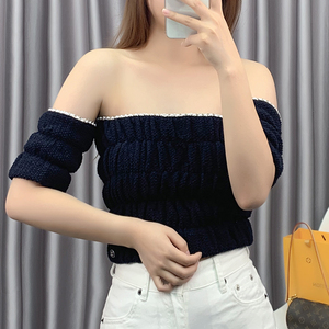 抹胸上衣露肩夏短款性感一字领