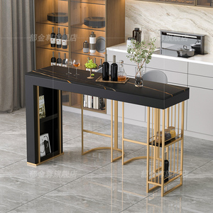 岩板高脚吧台桌椅组合岛台餐桌意式轻奢酒吧台酒桌吧台家用小户型