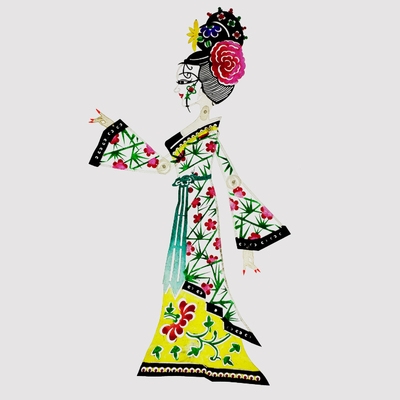 手工艺品带皮影杆人物老外道具纪念品四大美女西安送皮影戏操作