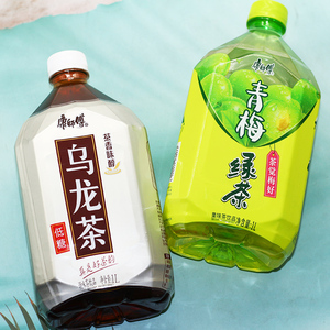 康师傅乌龙茶青梅绿茶低糖0脂调味茶饮品1l*12瓶整箱大瓶装茶饮料