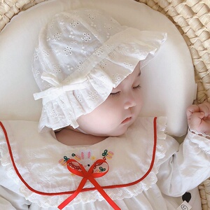 女婴装饰帽子夏款季遮阳薄款春秋可爱女宝个性网红四三两个月宝宝