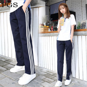 棉质小学初中高中校服裤校服裤三道白杠裤子深蓝色运动裤深圳校