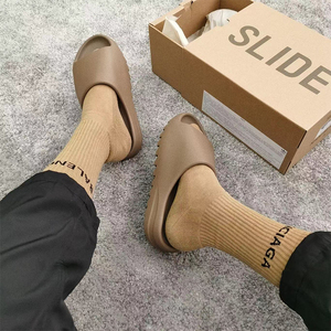 椰子拖鞋yeezy侃爷slide暖沙黄踩屎感室外穿厚底防滑一字拖男女潮