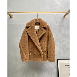 2021冬季新款maxmara泰迪熊1951纪念版短款皮草夹克外套女士大衣
