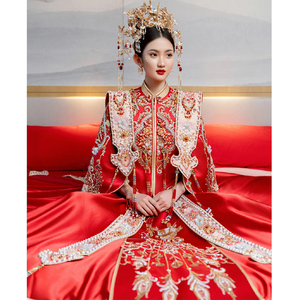 秀禾服新娘2022新款结婚明制婚服嫁衣修身龙凤褂出阁服古代婚服夏