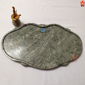 华安玉九龙壁石头功夫茶盘v茶台玉石纯手工雕刻荷叶形包邮