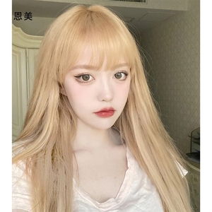 恩美假发女金色长直发 rose同款发色全头套长发白金色假头发