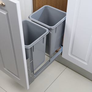 cc厨房隐藏嵌入抽拉式阻尼挂式垃圾桶橱柜连门开门无盖干湿分类