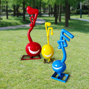 卡通音符笑脸摆件户外玻璃钢可爱音乐器元素雕塑景观装饰小品美陈