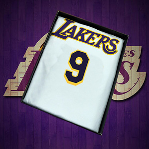 新款湖人队隆套装9号球衣城市复古拉丁热压黑曼巴背心短裤詹姆