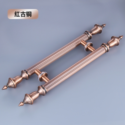 古铜拉手大电镀欧式x大门门工艺红地别墅玻璃弹簧仿木门把手不锈l