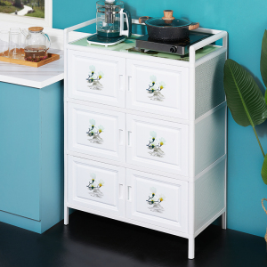 碗柜家用厨房橱柜简易厨柜塑料现代收纳柜子农村灶台铝合金储物柜